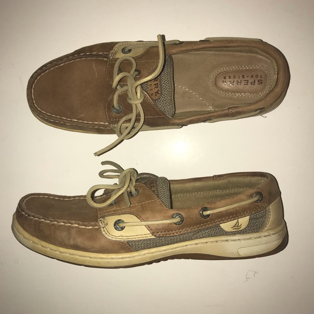 Speedy Top Sider Leather Fabric Boat Shoes